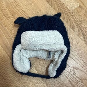 Target Blue Cable Knit Winter Hat W/ Ears Chin Strap Baby
